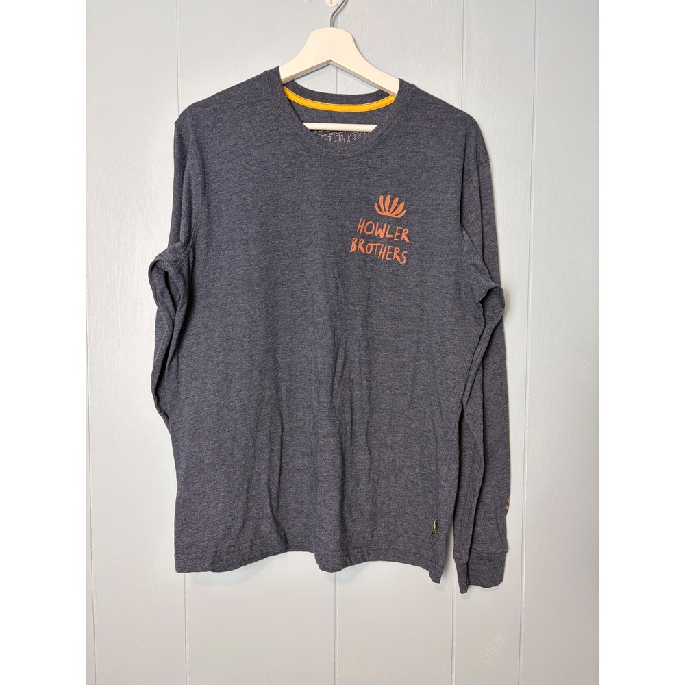 Howler Brothers Mens Long Sleeve Graphic T-Shirt Blue Gray Orange Size Medium